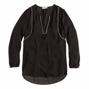 J. Crew Black Tassel Trim Top